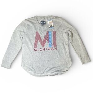 State of Mine Gray and Red Michigan Sweater
